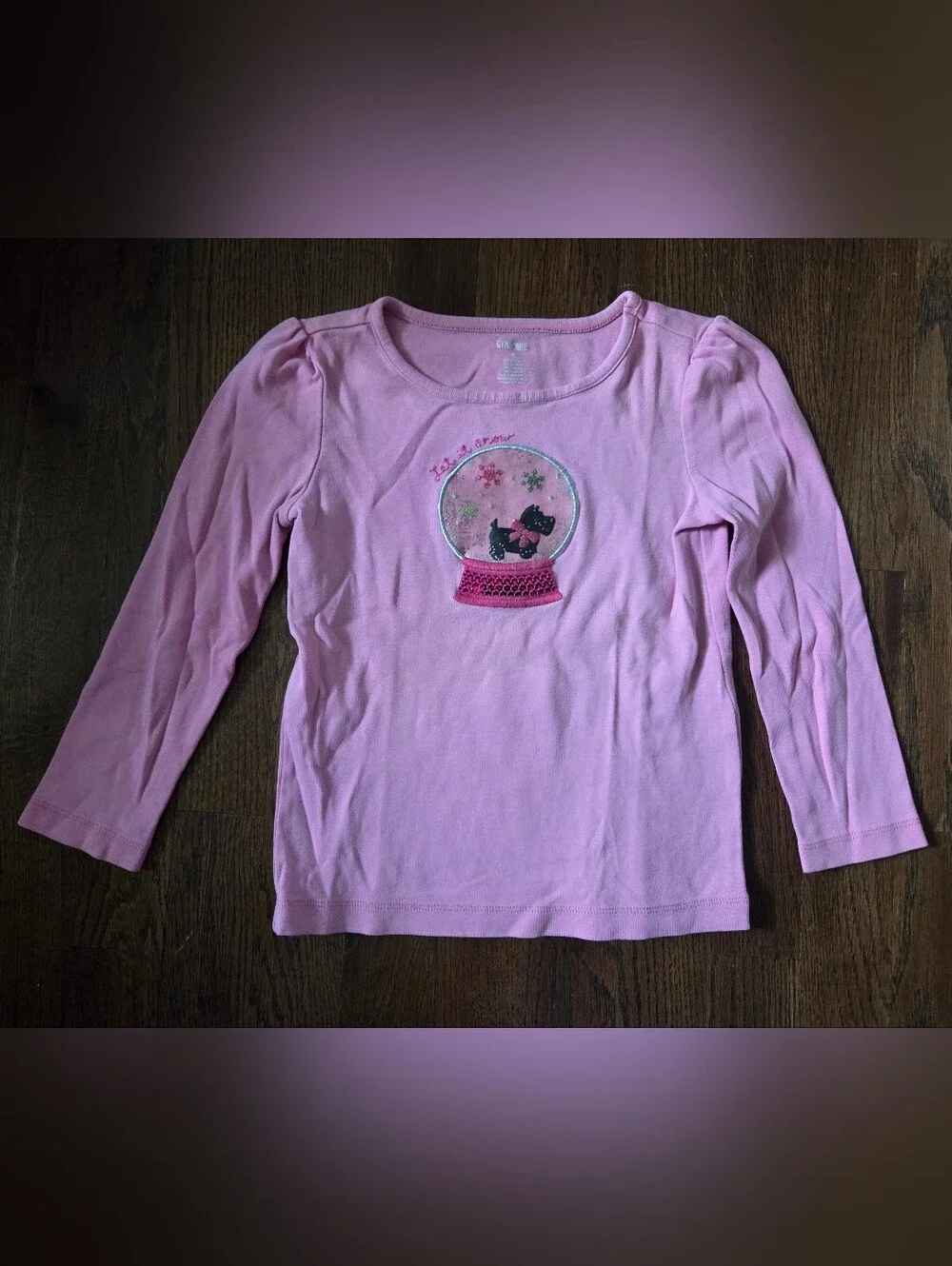 Gymboree Girls 4 Pink Scottie Snow Globe Tee